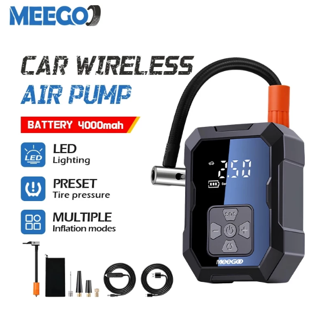 MeeGoo 2 In 1 Wireless Tyre Pump Powerbank