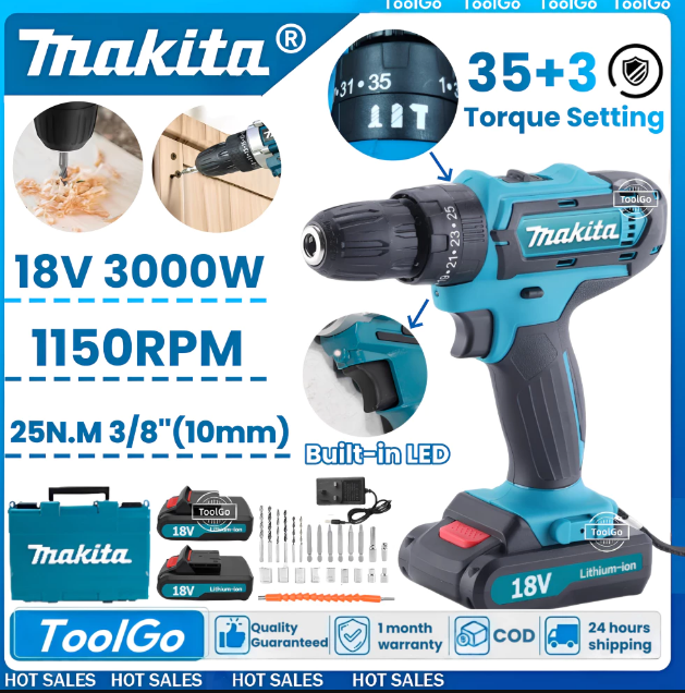 Makita Cordless Drill Rechargeable Set